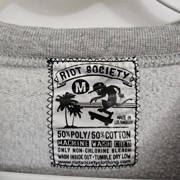 Riot Society Sweater Mens Medium Gray Elephant Crewneck Sweatshirt Tribal - Picture 2 of 8